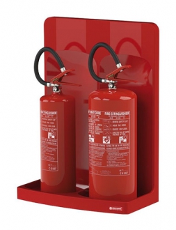 Double stand for fire extinguishers